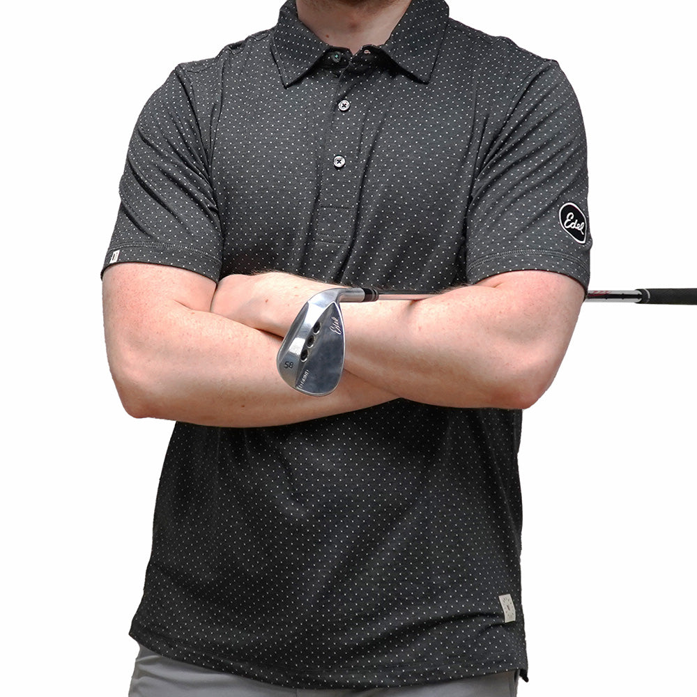 Edel X Linksoul Delray Polo - Black Heather Micro Dot